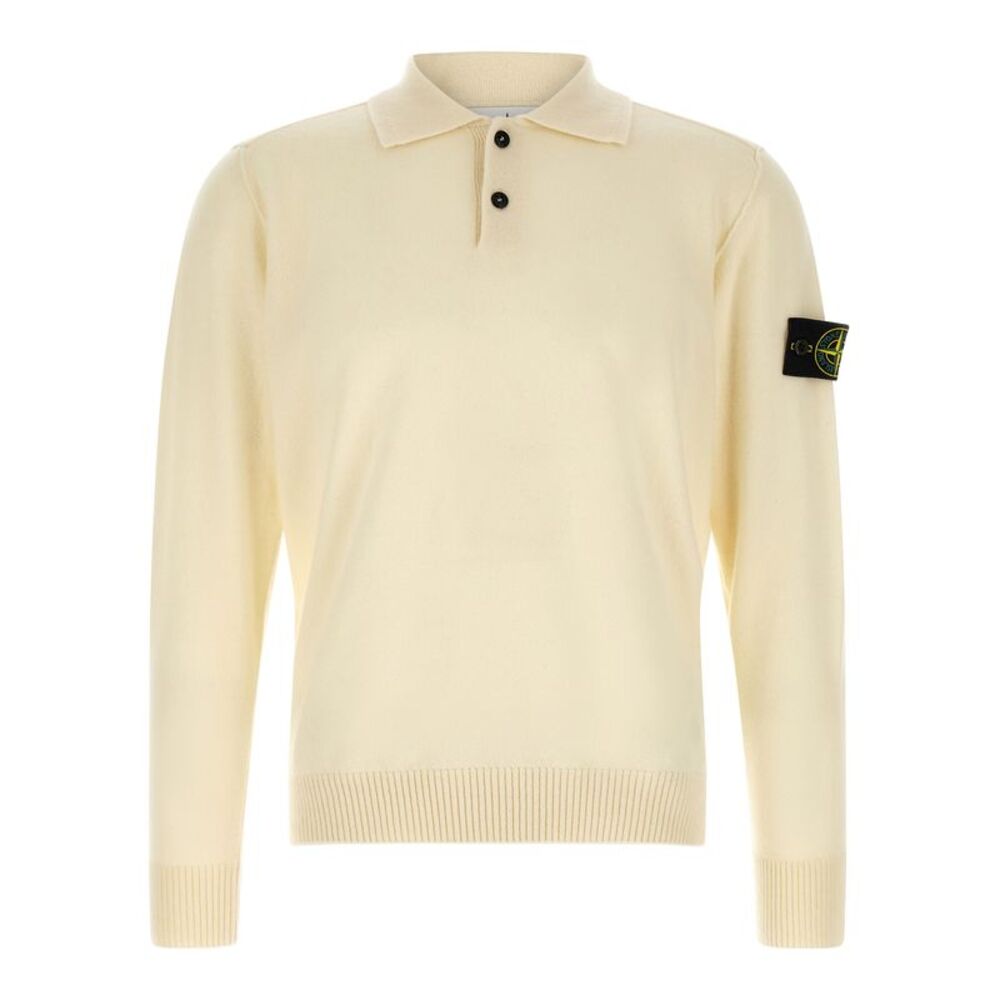 Stone Island White Virgin Wool Men's Cardigan